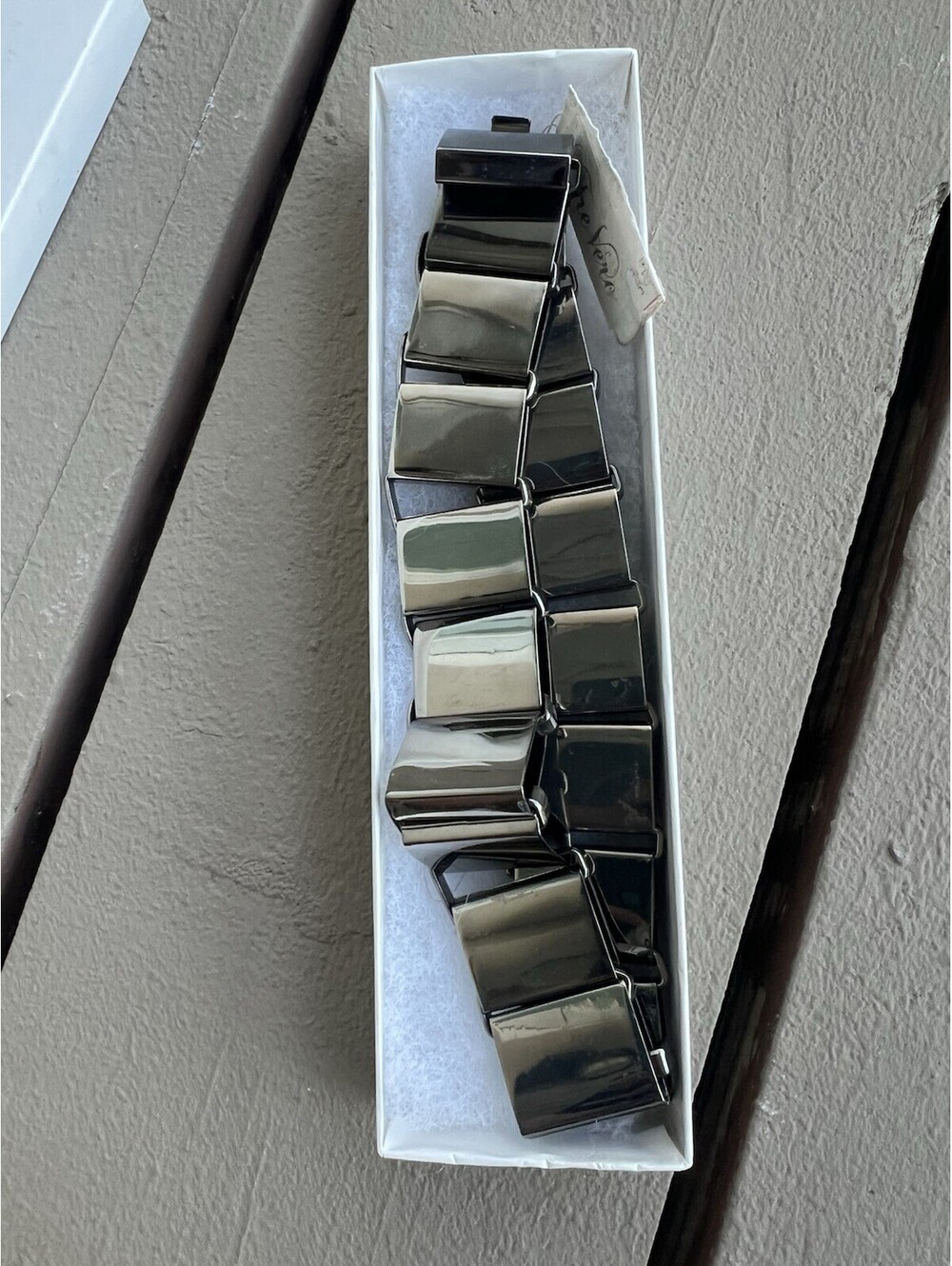 Tre Vero Gray Stainless Steel Link Necklace Gunmetal Tone 16” NWT